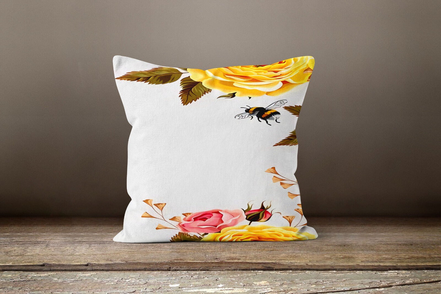 Yellow and Black Bee Throw Cushion Cover