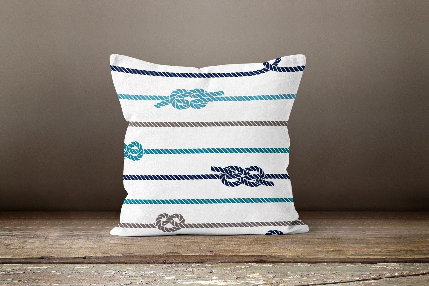 Nautical Blue Anchor Rope Coastal Cushion Cover