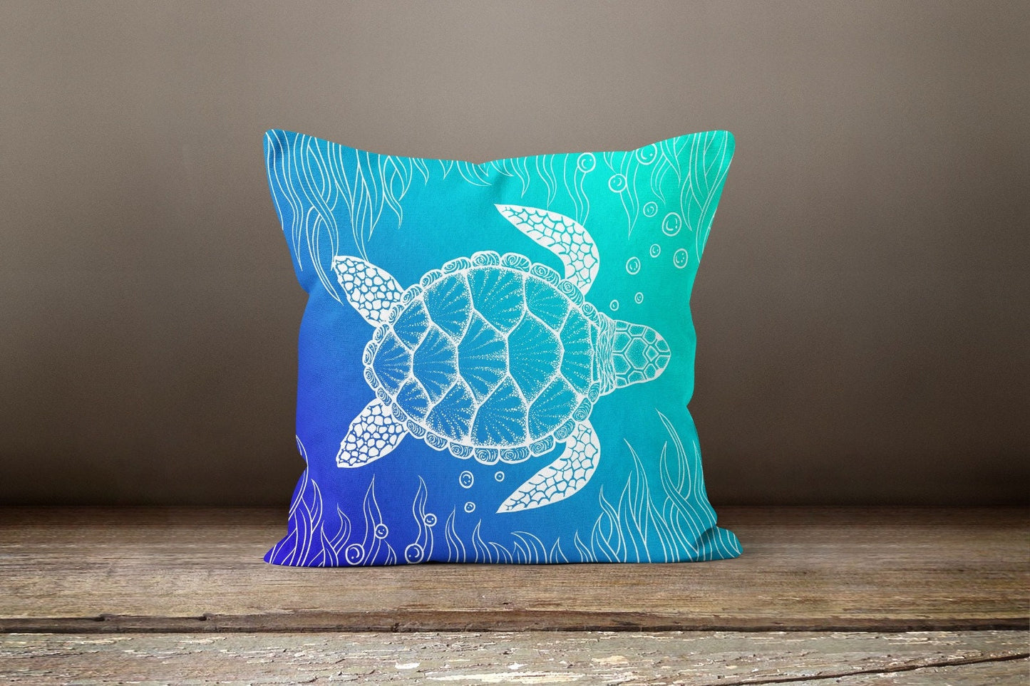 Nautical Sea Turtle Blue Cushion Cover