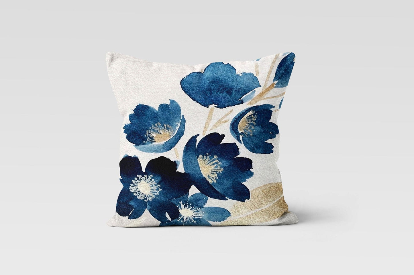 Blue Paint Effect Cushion Cover Navy Blue Abstract Cushion Case