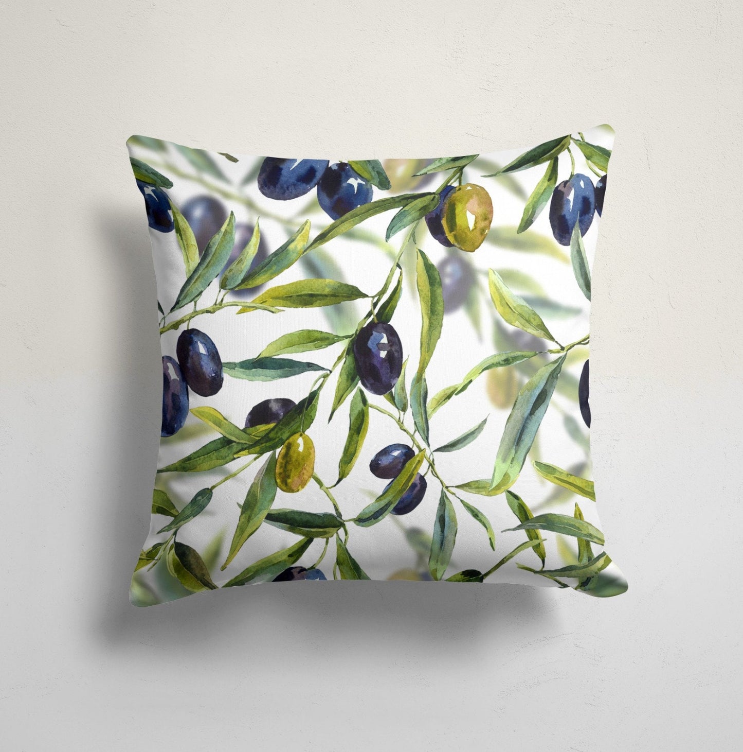 Green and Black Olive Tree Cushion Cover