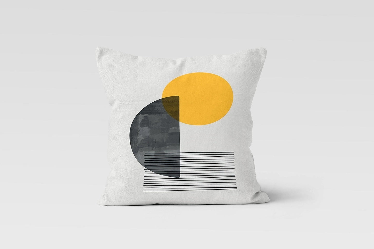 Mid Century Modern Yellow Grey Geometric Cushion Cover