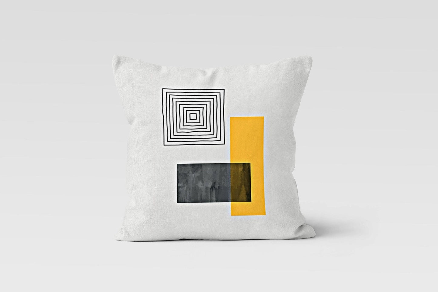 Mid Century Modern Yellow Grey Geometric Cushion Cover