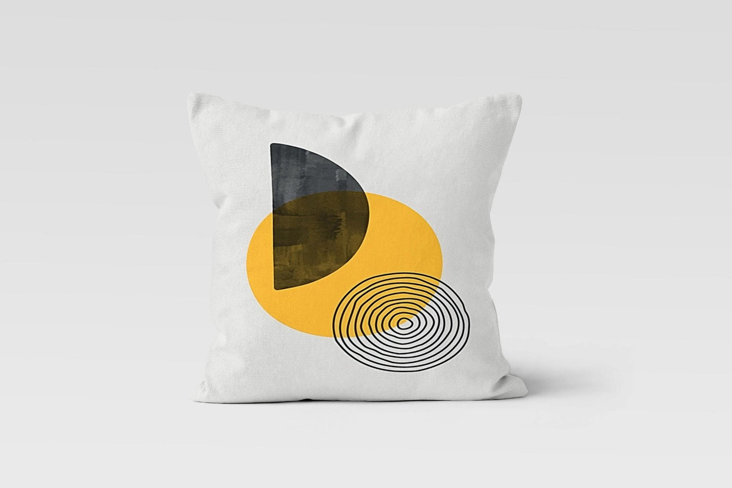 Mid Century Modern Yellow Grey Geometric Cushion Cover