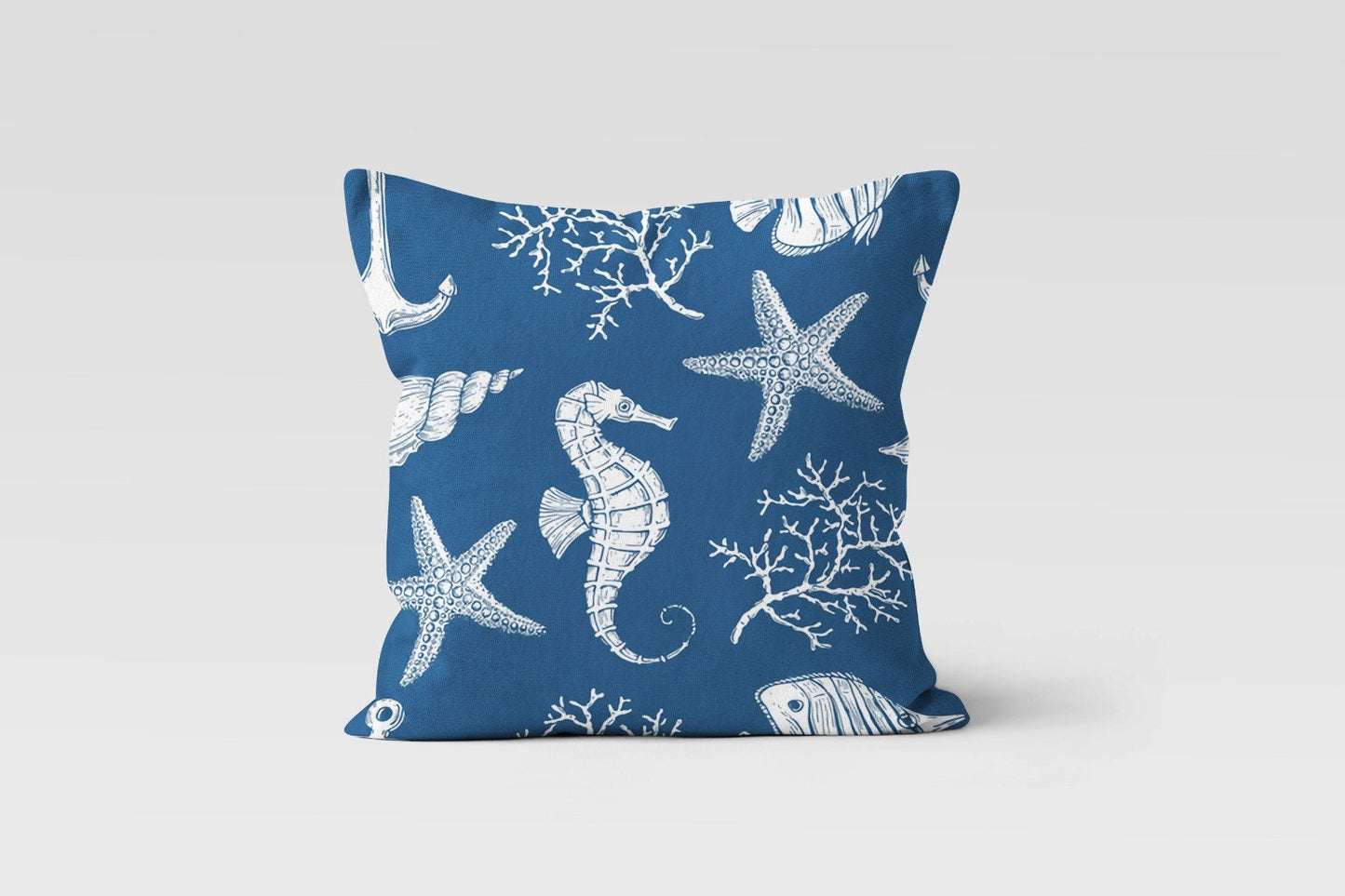 Blue Marine Seashore Themed Printed Cushion Cover