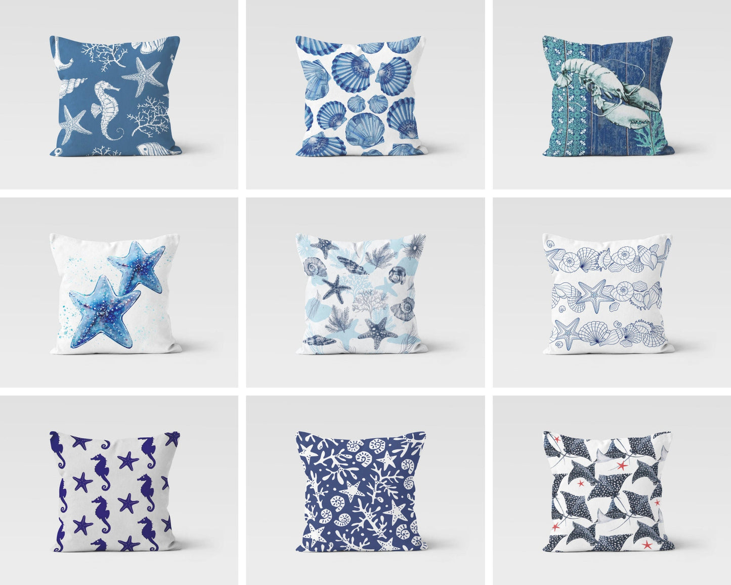 Blue Marine Seashore Themed Printed Cushion Cover