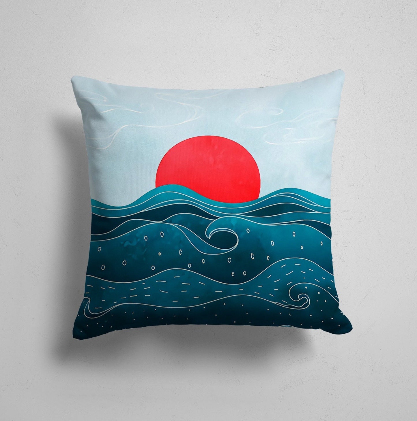 Sea Waves and Turtle Pattern Sunbath Cushion Cover