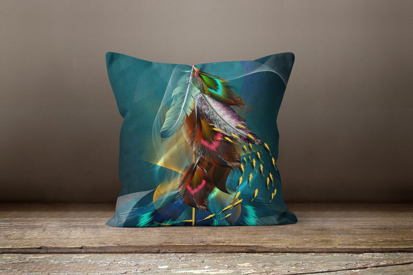 Blue Green Modern Flower Cushion Cover Abstract Cushion Case