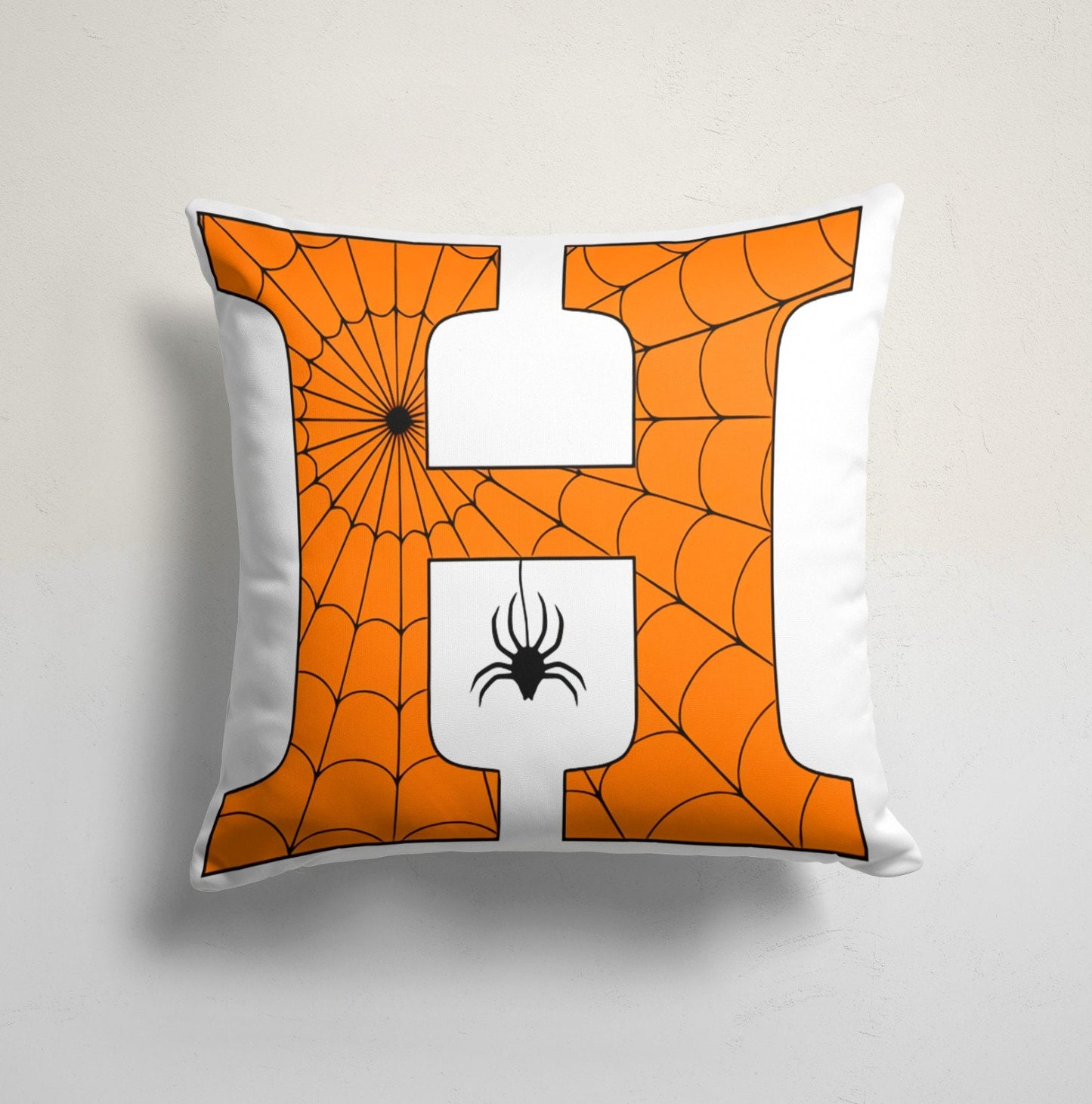 Bat Ghost and Scary Pumpkin Pattern Halloween Cushion Cover