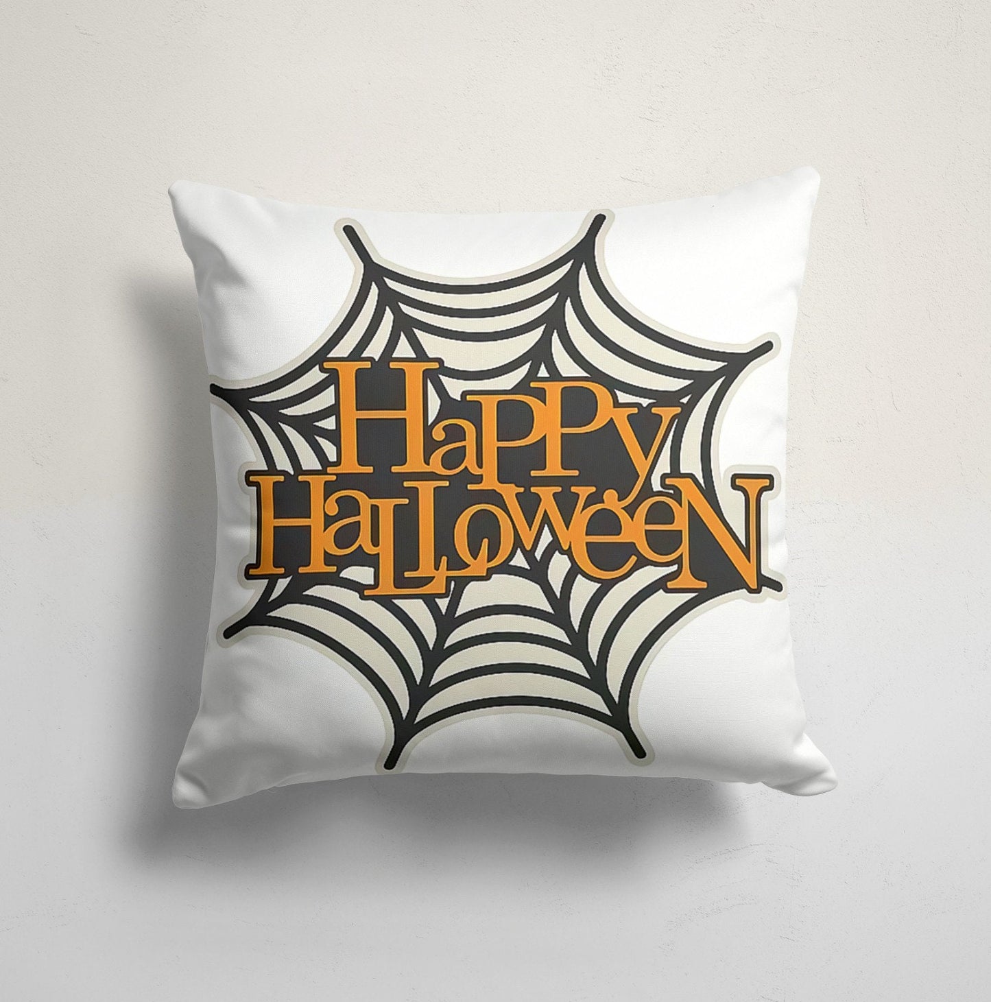 Bat Ghost and Scary Pumpkin Pattern Halloween Cushion Cover