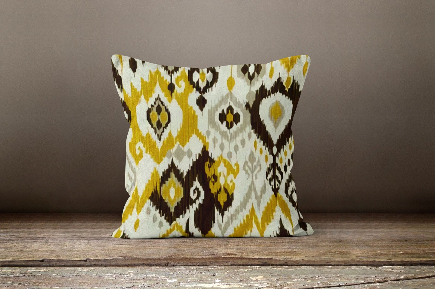 Abstract Yellow Bloom, Bold Stripe, Ikat Streaks Cushion Cover