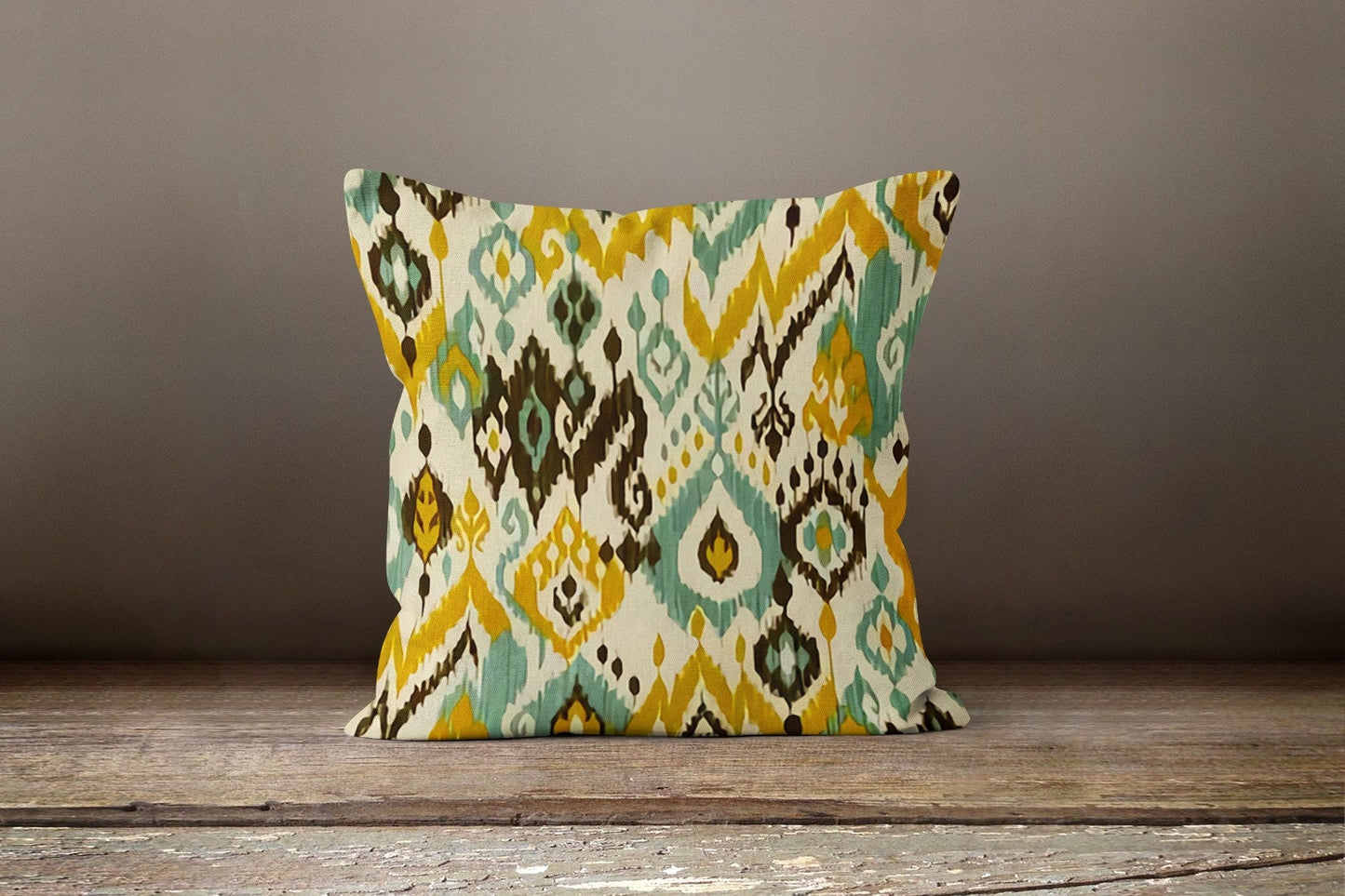 Abstract Yellow Bloom, Bold Stripe, Ikat Streaks Cushion Cover