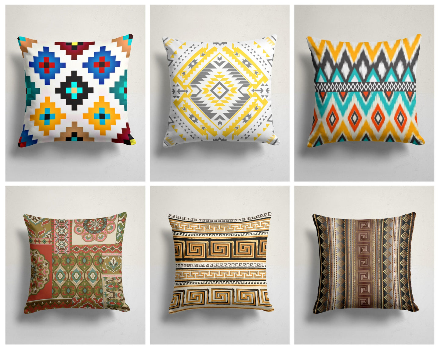 Ethnic Farmhouse Traditional Kilim Print Cushion Cover