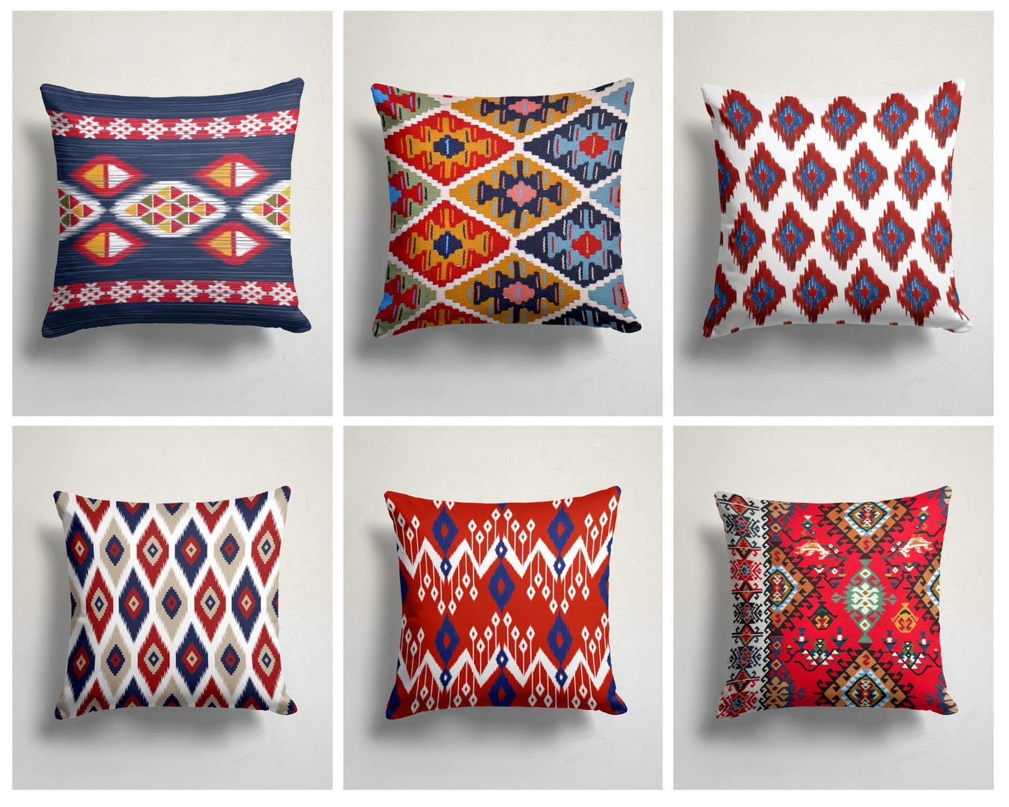 Farmhouse Ethnic Turkish Kilim Print Cushion Cover