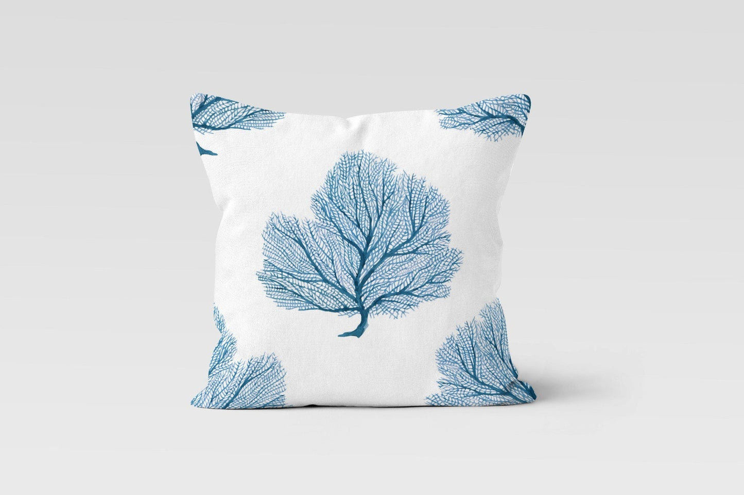 Sea Theme Cushion Cover with Coral Pattern Beach House Decor