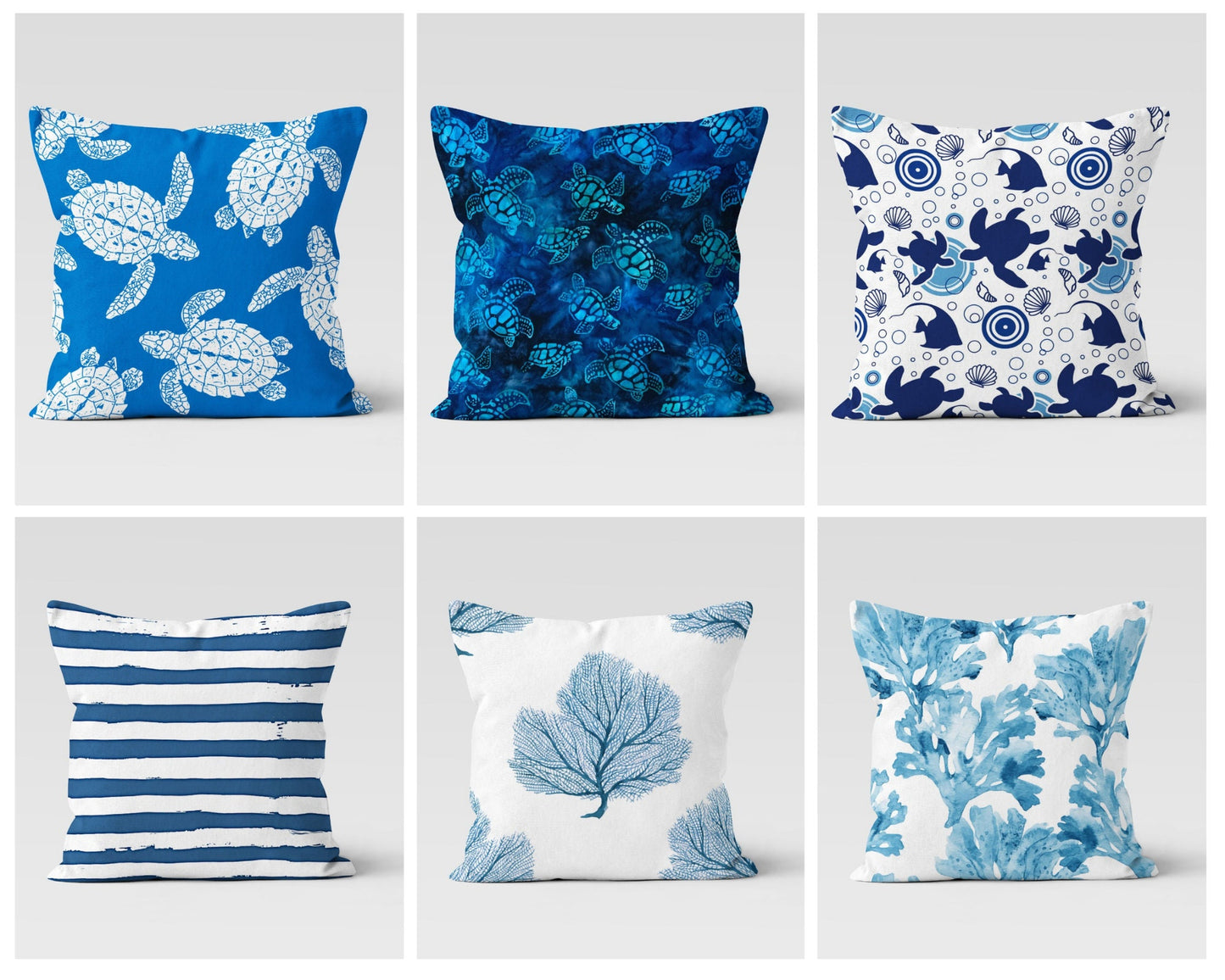 Sea Theme Cushion Cover with Coral Pattern Beach House Decor