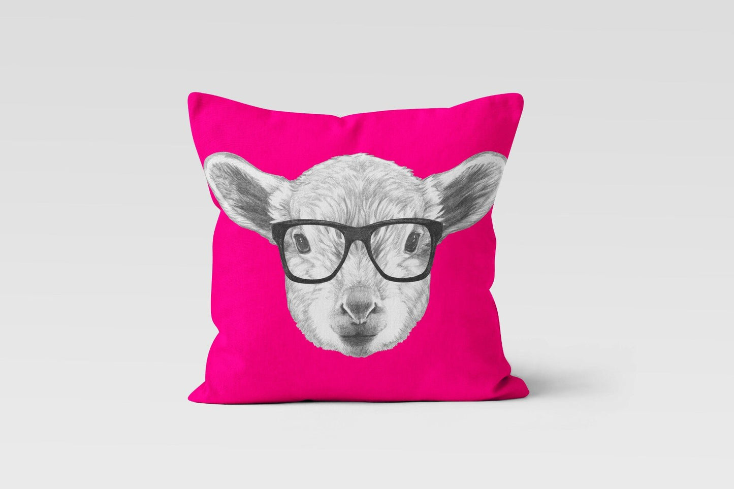 Sheep Print with Glasses Mouse Design Animals Cushion Cover