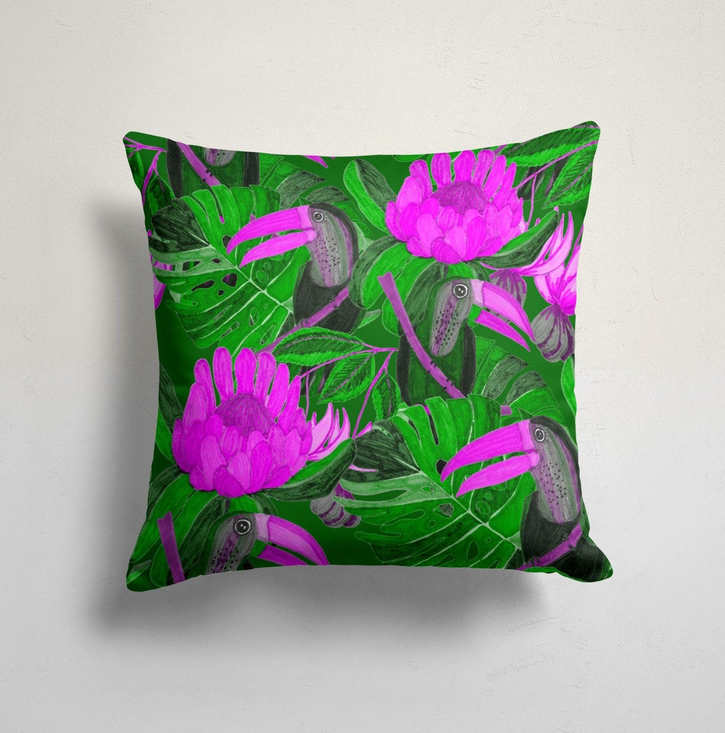 Flamingo Tropical Forest Animal Cushion Cover