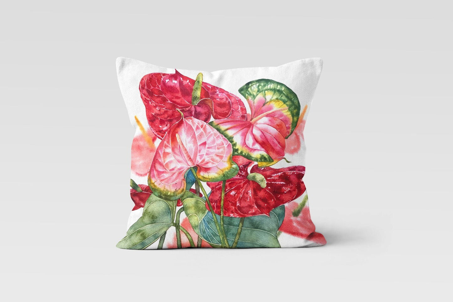 Red Poppy Floral Decorative Flower Cushion Cover
