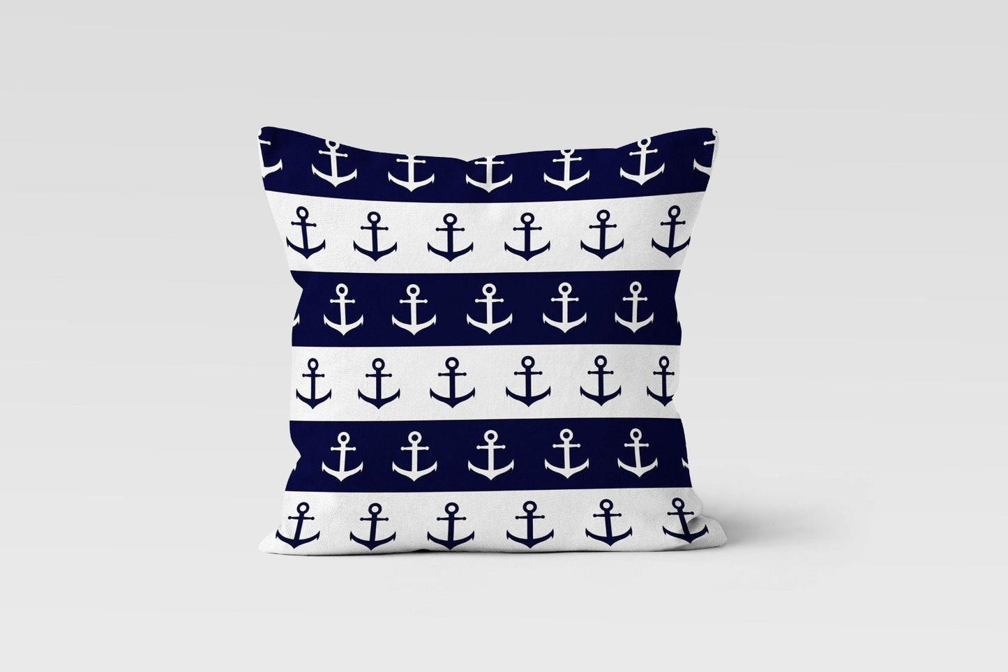 Nautical Coastal Cushion Cover with Anchors Seashells