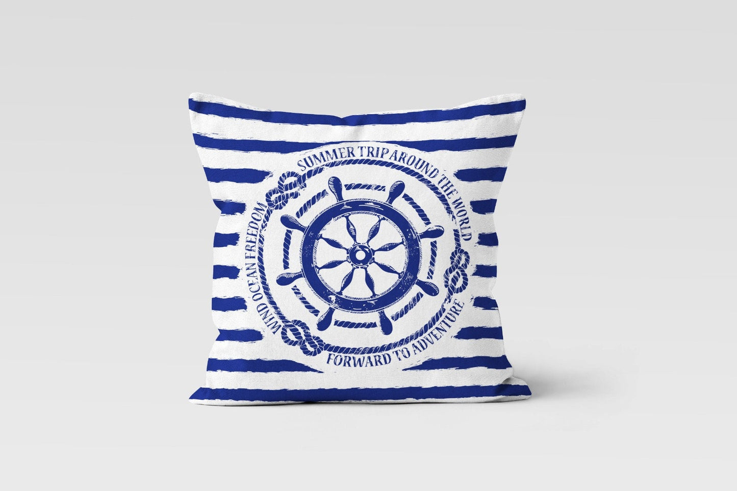 Nautical Coastal Cushion Cover with Anchors Seashells