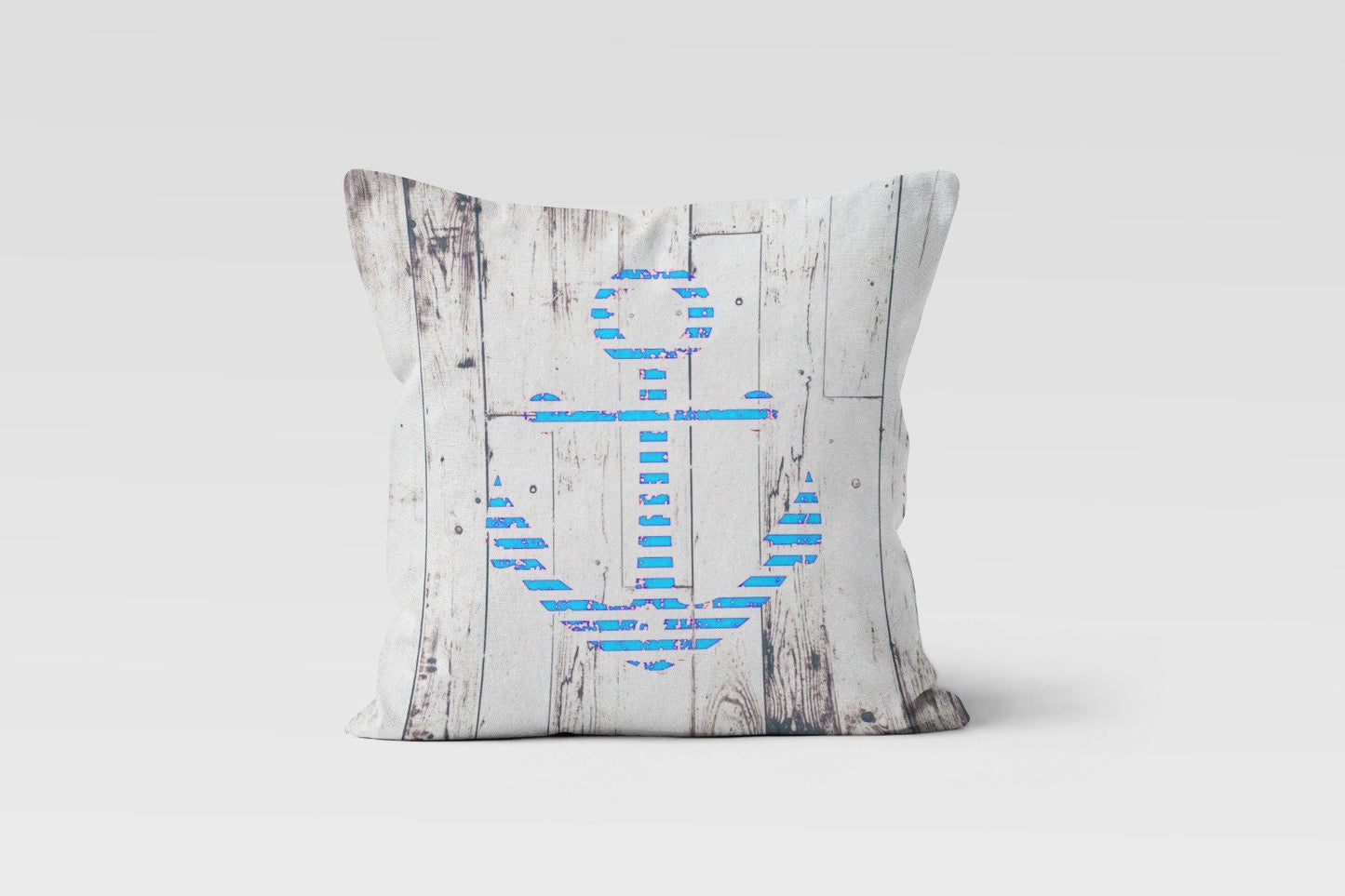 Nautical Coastal Cushion Cover with Anchors Seashells