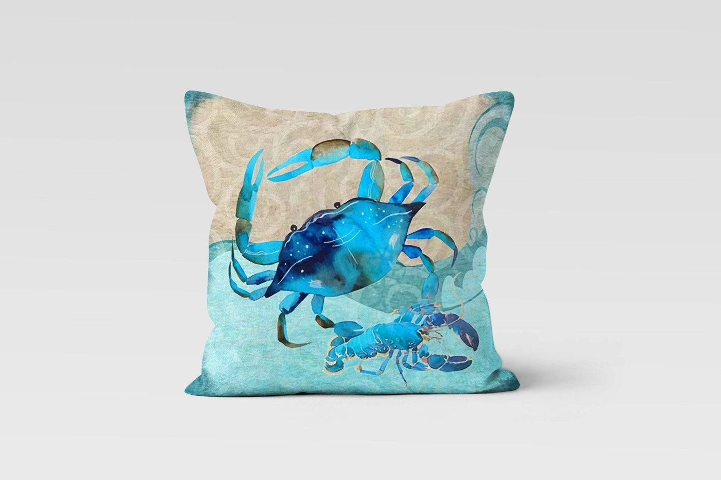 Sea Animals Crab Lobster Nautical Beach Cushion Cover