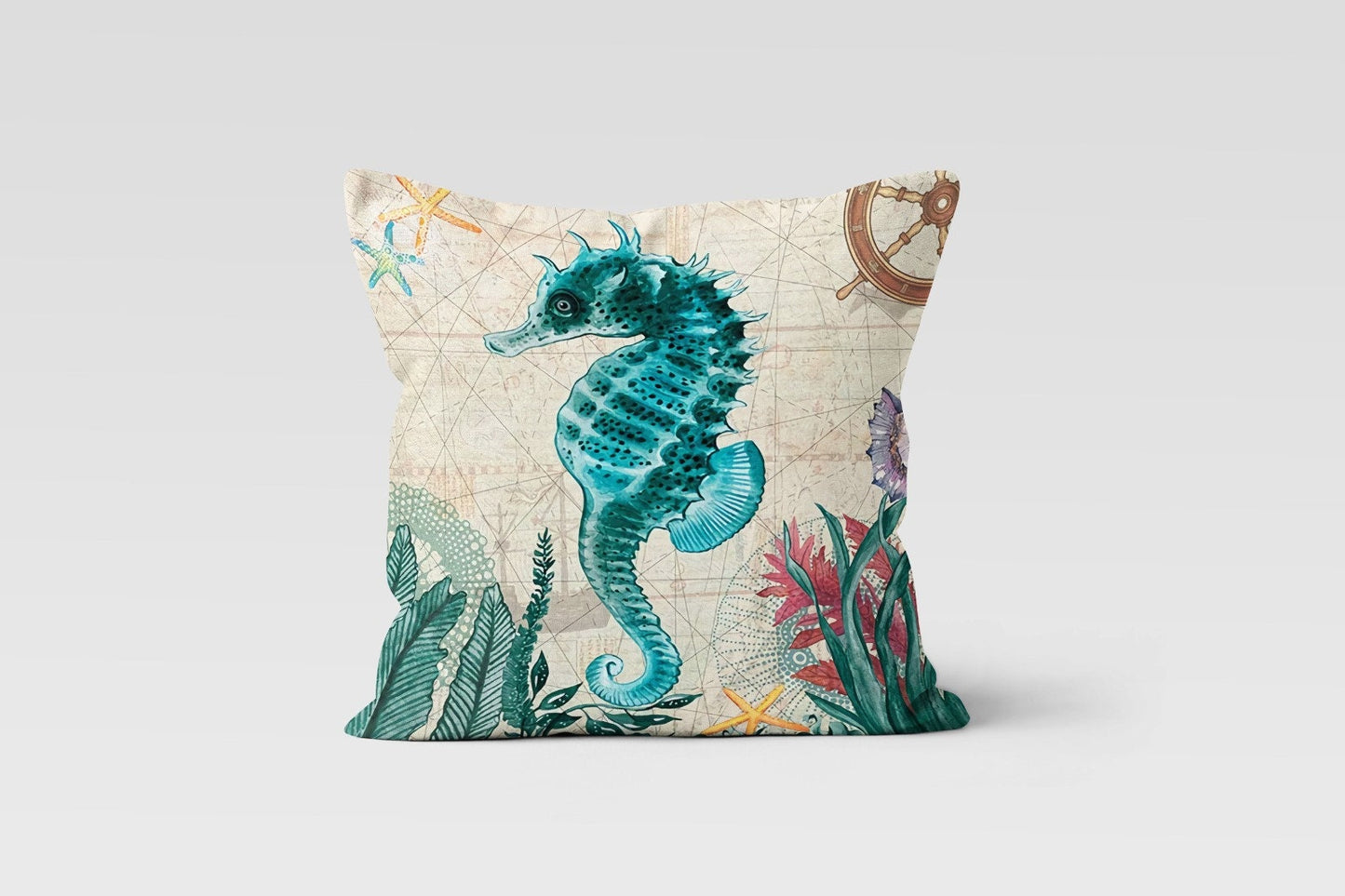Sea Animals Crab Lobster Nautical Beach Cushion Cover