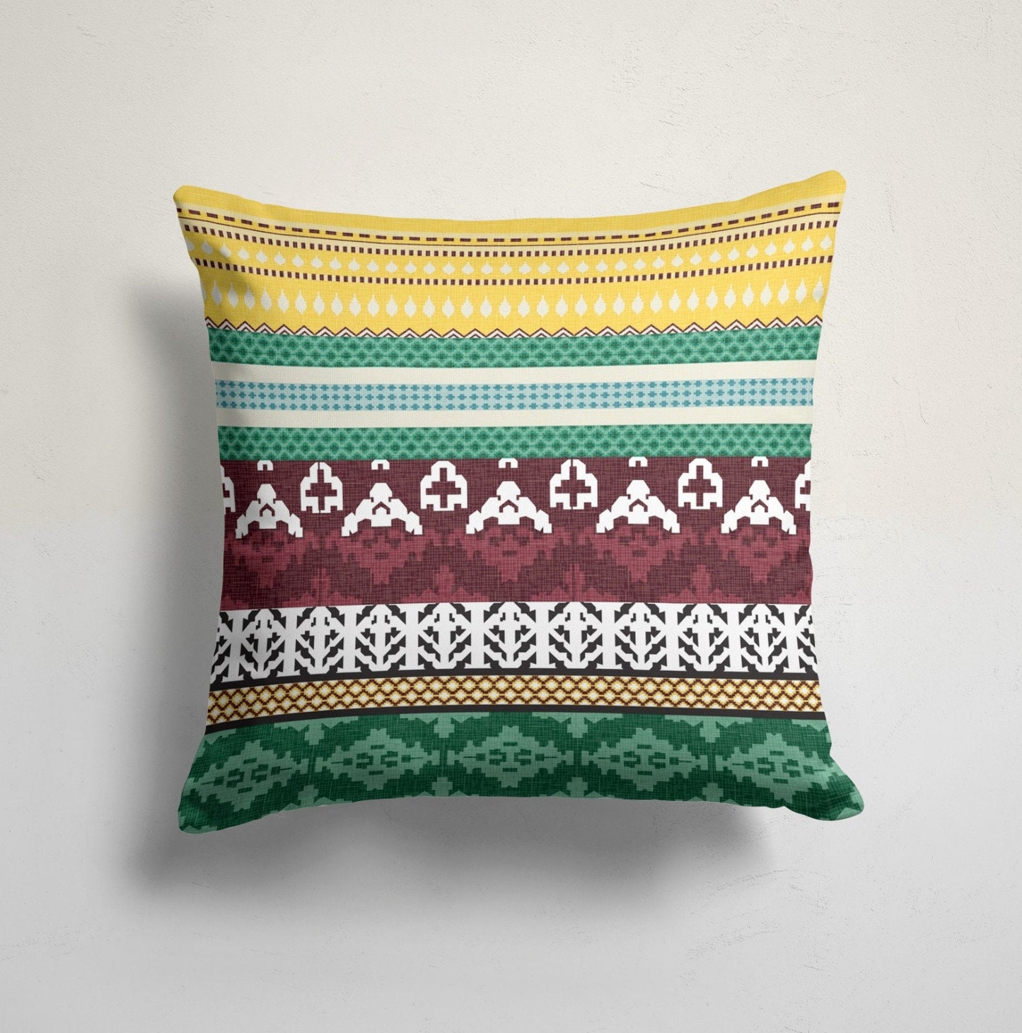 Farmhouse Ethnic Kilim & Ikat Print Cushion Cover