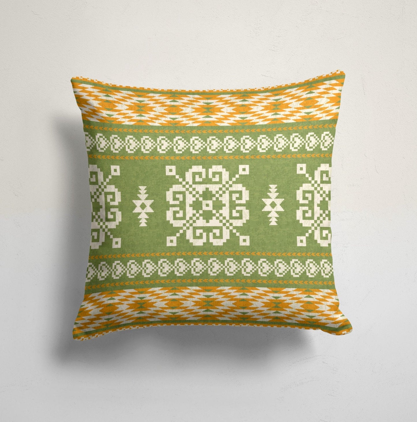 Farmhouse Ethnic Kilim & Ikat Print Cushion Cover