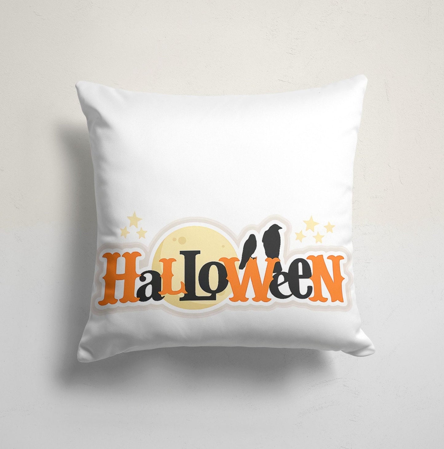 Bat Ghost and Scary Pumpkin Pattern Halloween Cushion Cover