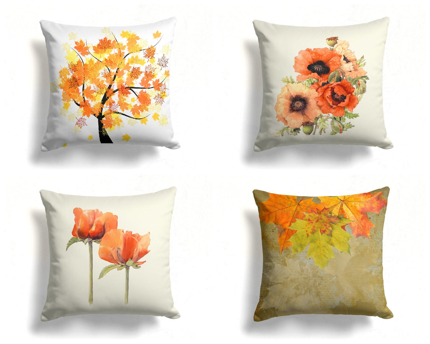 Autumn Tree Leaves Orange Yellow Brown Cushion Cover