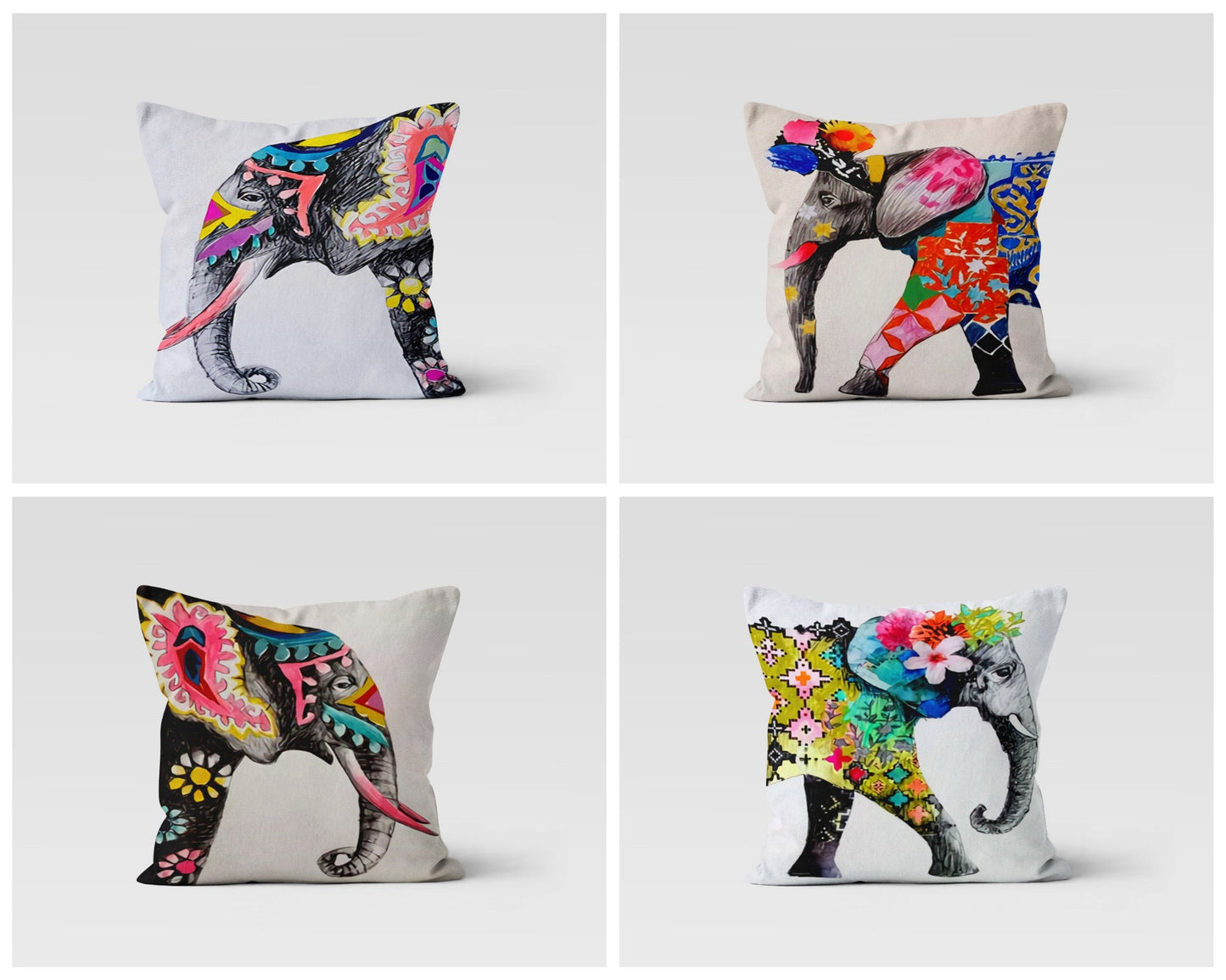 African Elephant Colorful Cushion Cover