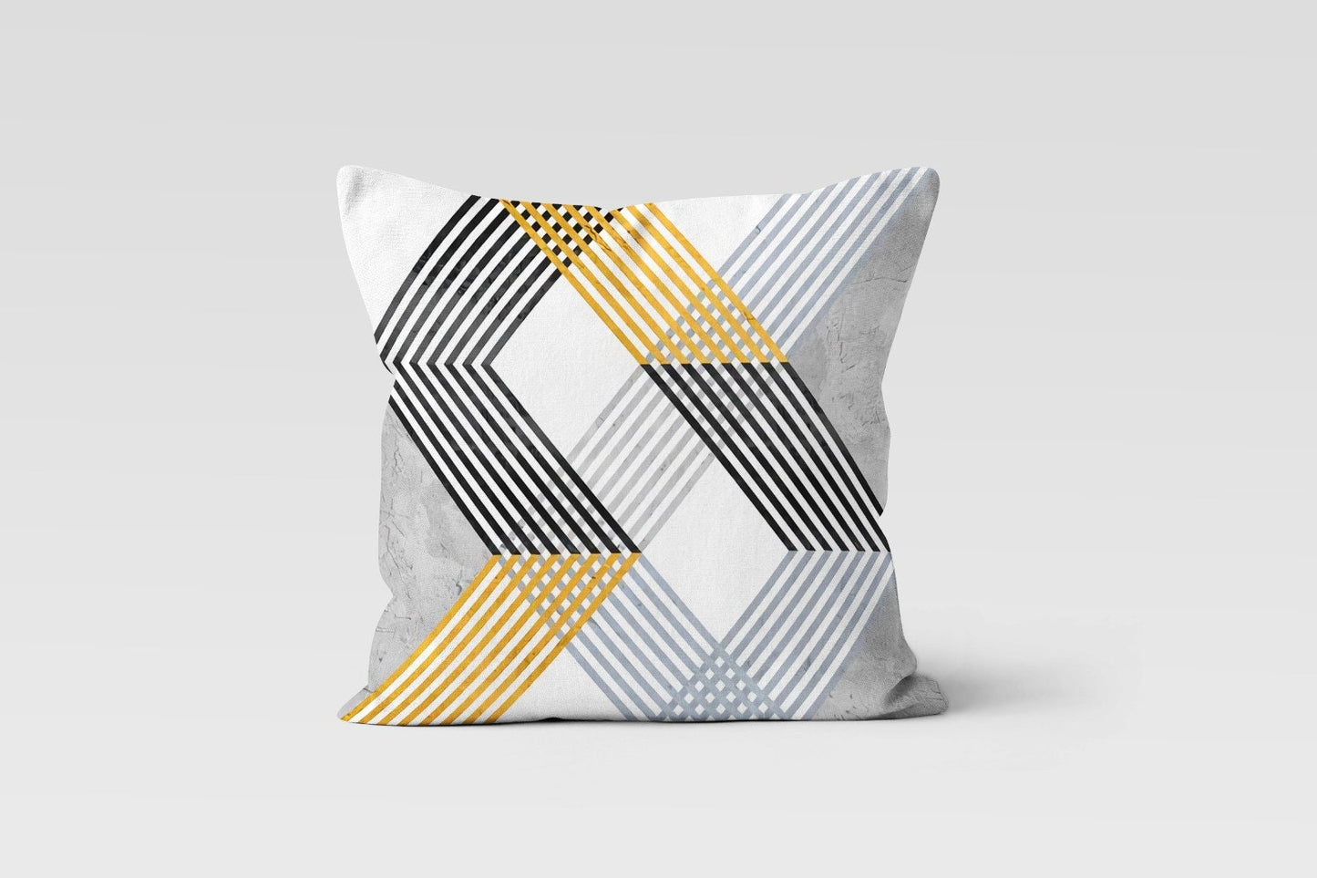 Abstract Yellow&Black Geometric Cushion Cover