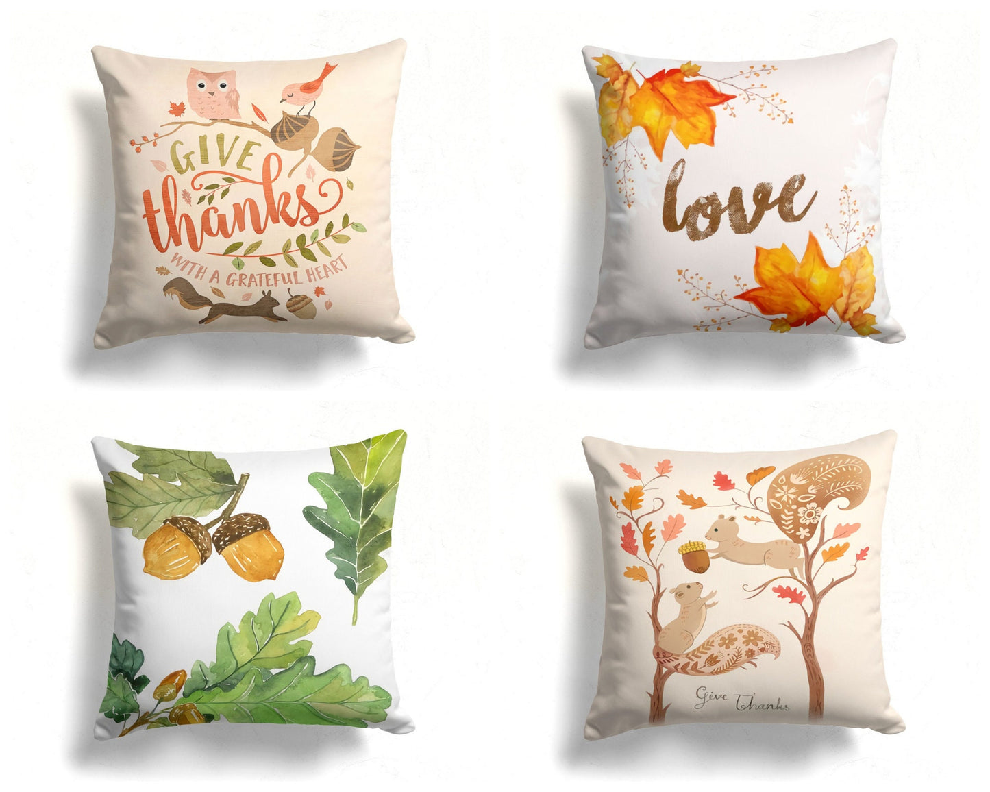 Autumn Squirrel Print Cushion Cover Farmhouse Home Decor