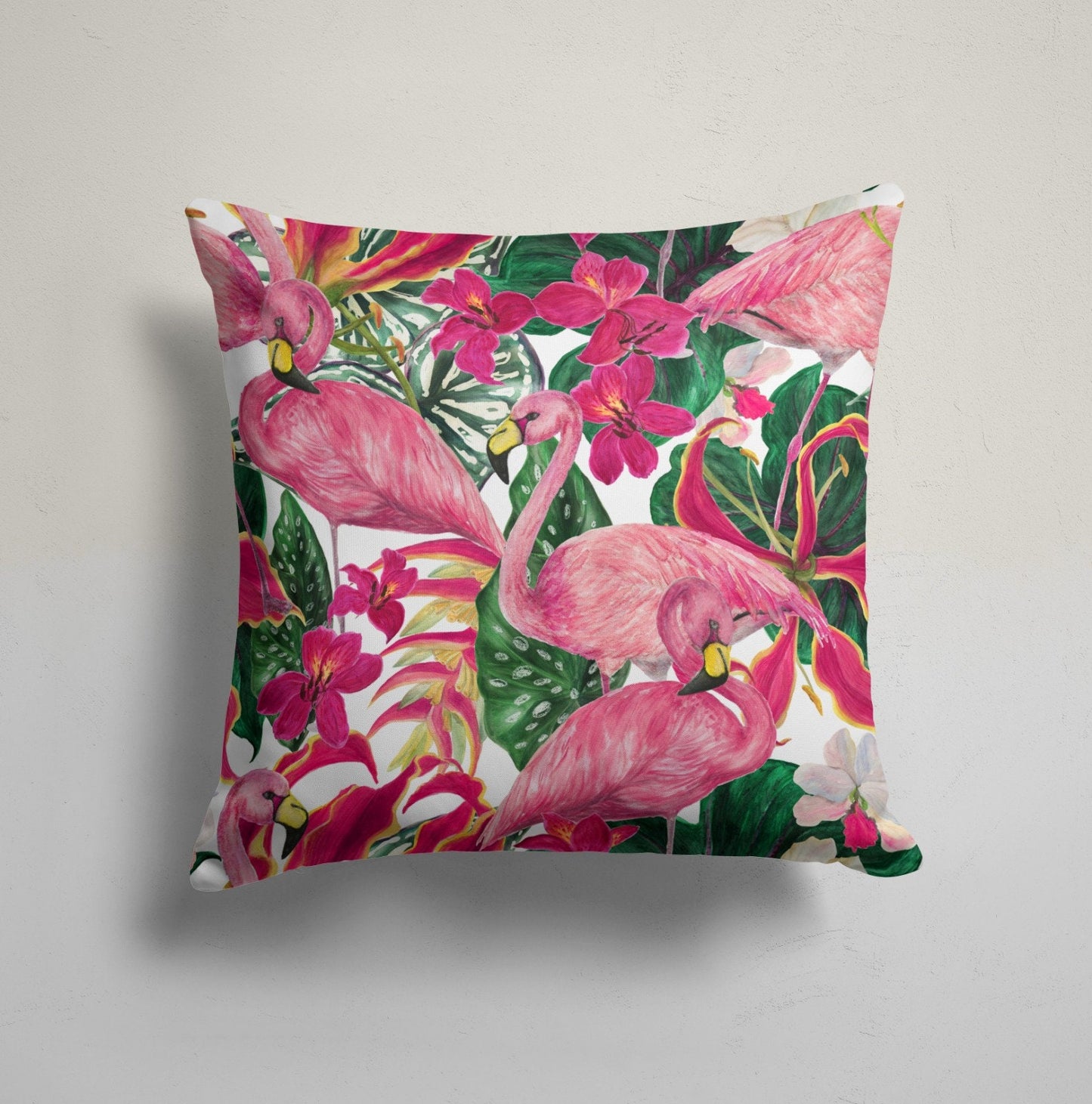 Flamingo Tropical Forest Animal Cushion Cover