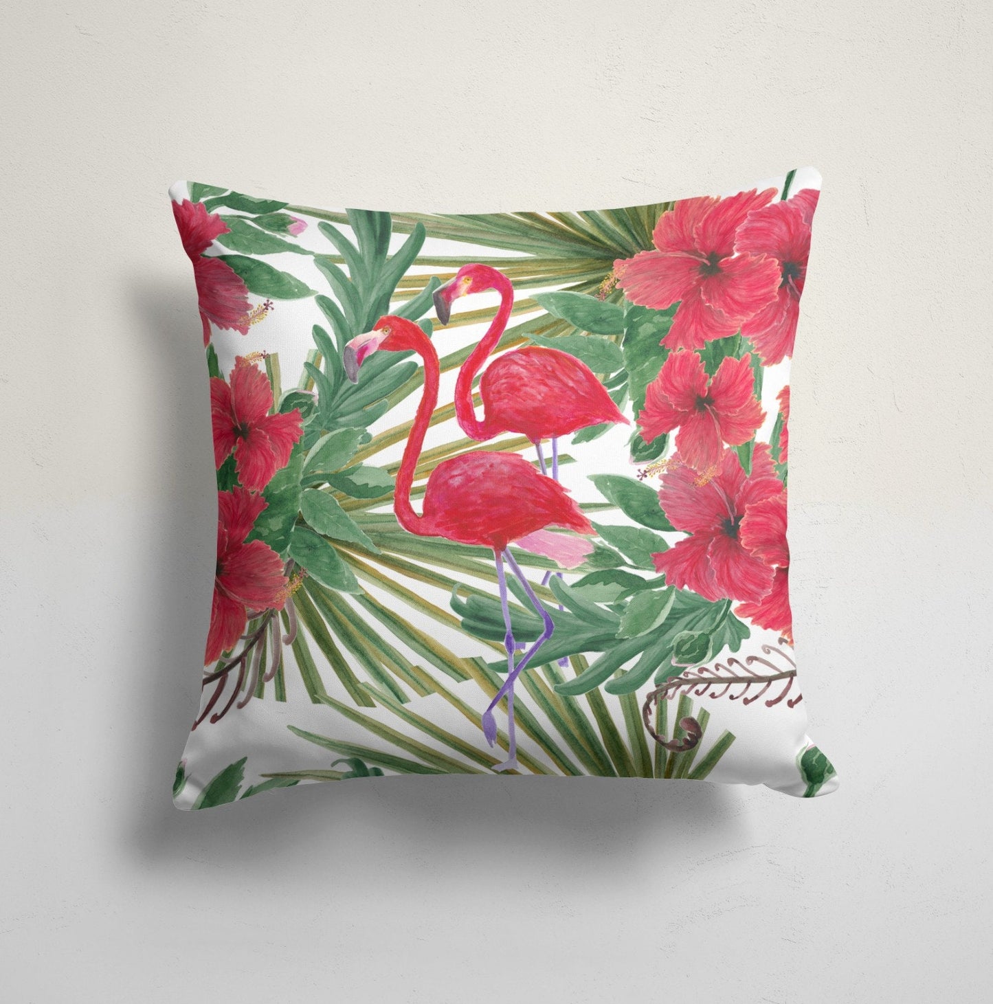 Flamingo Tropical Forest Animal Cushion Cover