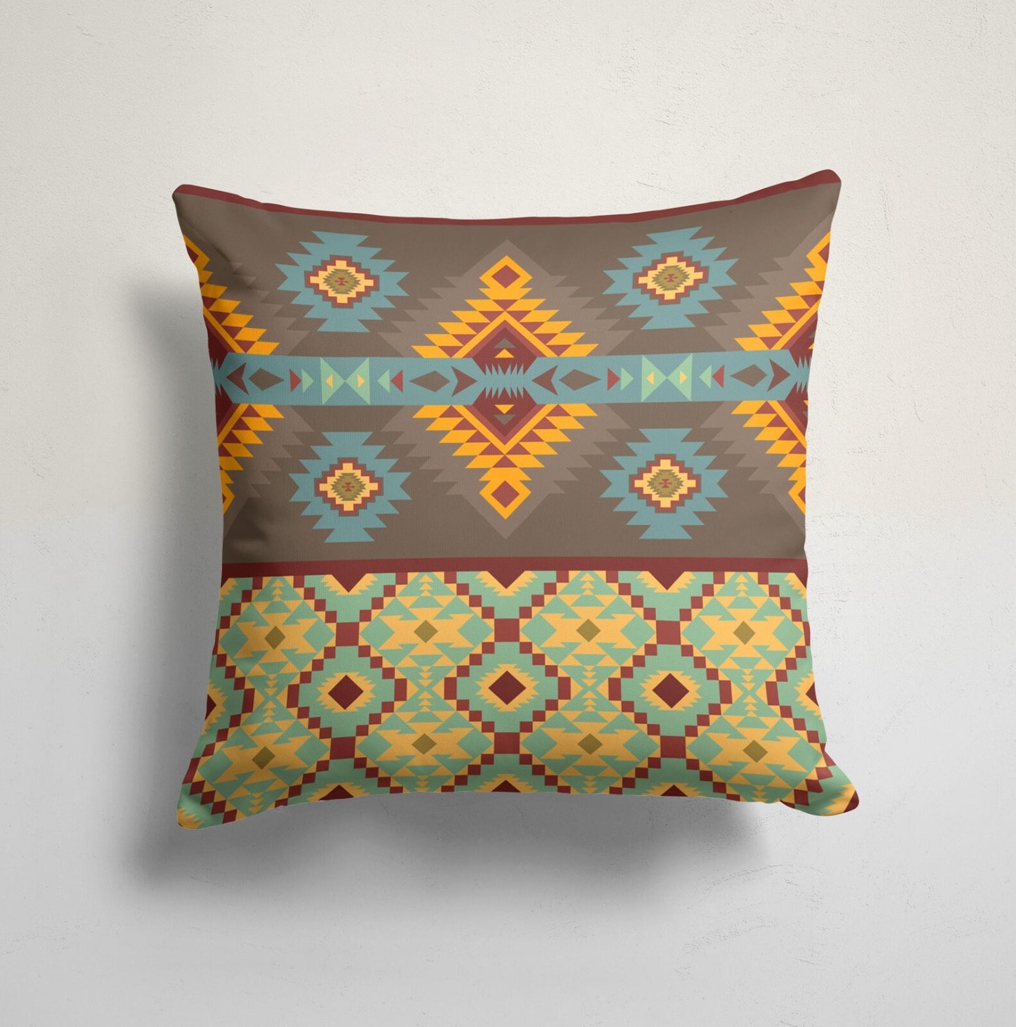 Southwestern Turkish Kilim Aztec Printed Cushion Cover