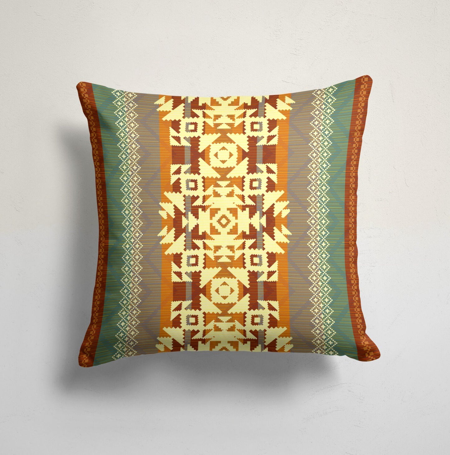 Southwestern Turkish Kilim Aztec Printed Cushion Cover