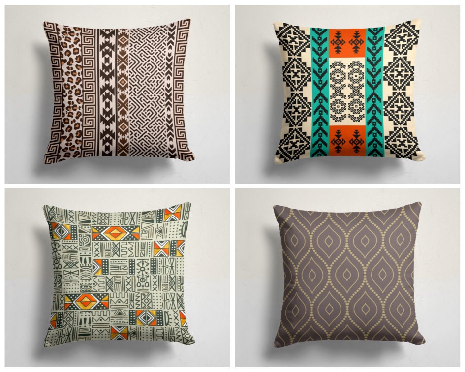 Tribal Leopard Print Cushion Cover, Neutral Brown Geometric Design