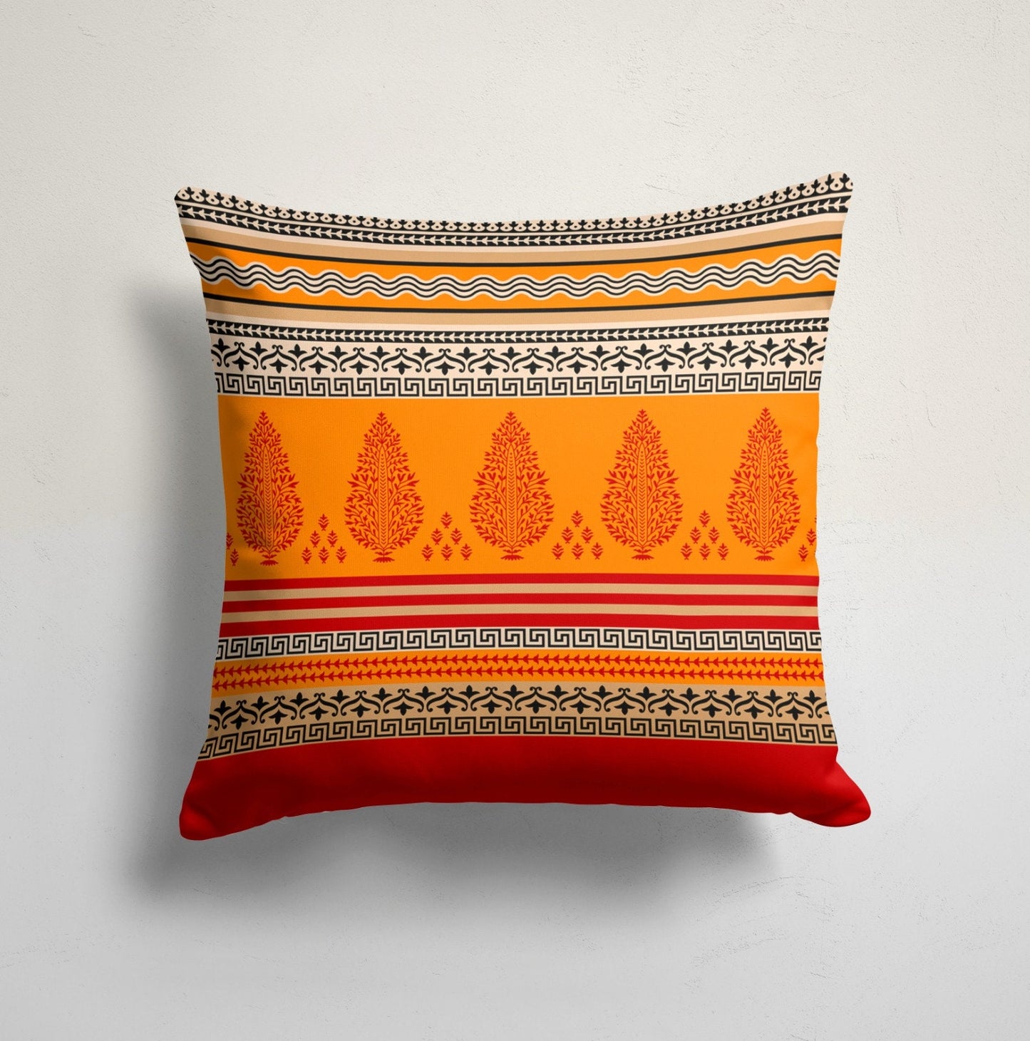 Farmhouse Ethnic Kilim & Ikat Print Cushion Cover
