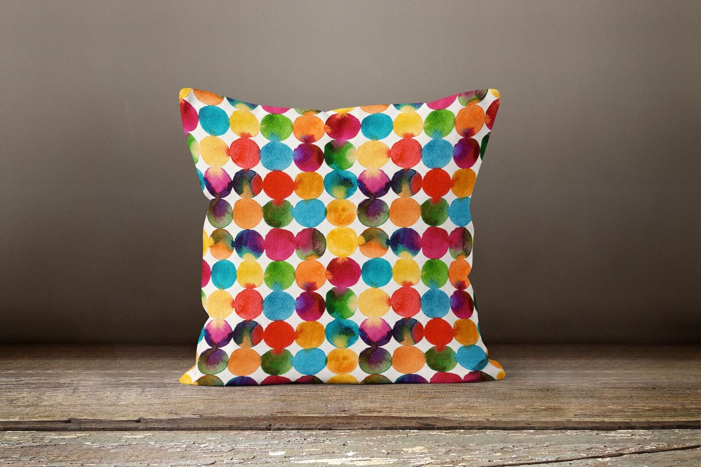 Colorful Polka Dot Cushion Cover, Vibrant Abstract Nature Decor