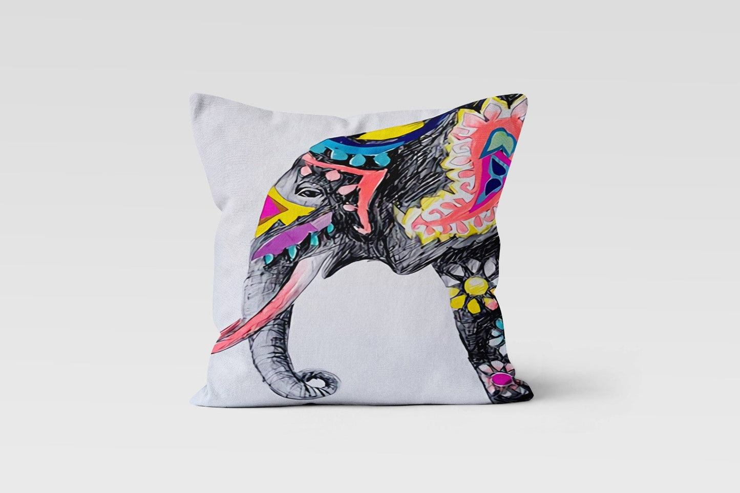 African Elephant Colorful Cushion Cover