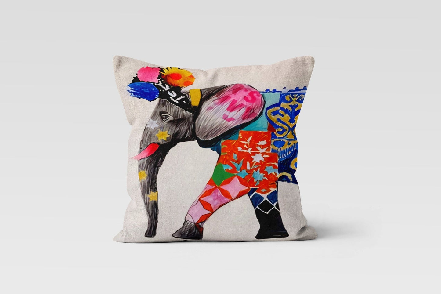 African Elephant Colorful Cushion Cover