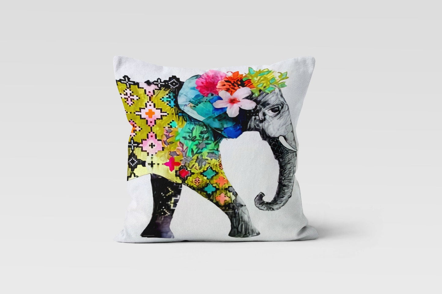 African Elephant Colorful Cushion Cover