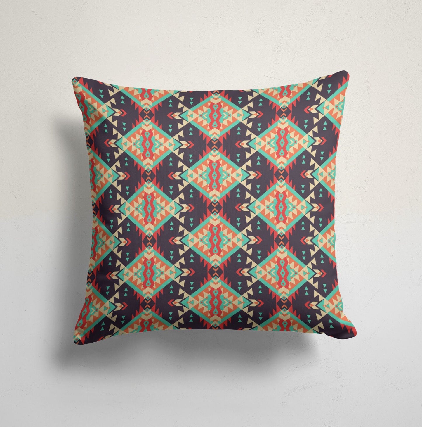 Southwestern Turkish Kilim Aztec Printed Cushion Cover