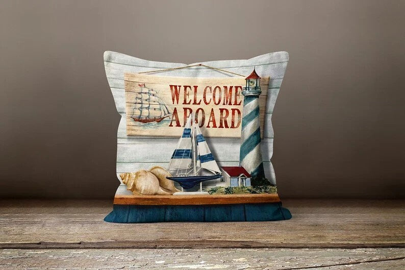 Navy Blue Maritime Sailor Coastal Cushion Cover