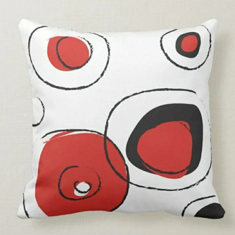 Red&Black Abstract Geometric Cushion Cover