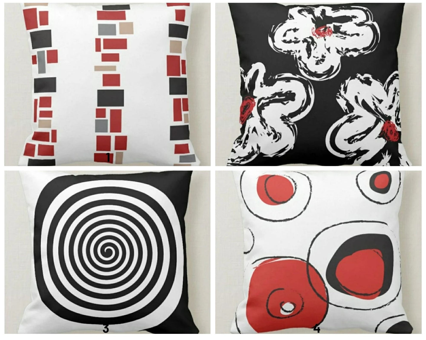 Red&Black Abstract Geometric Cushion Cover