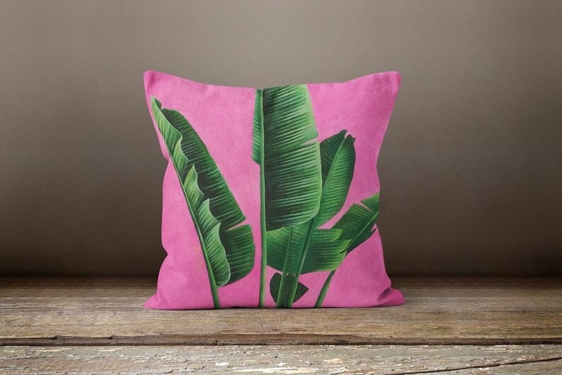 Tropical Leaves Monstera Palm Tree Cushion Cover